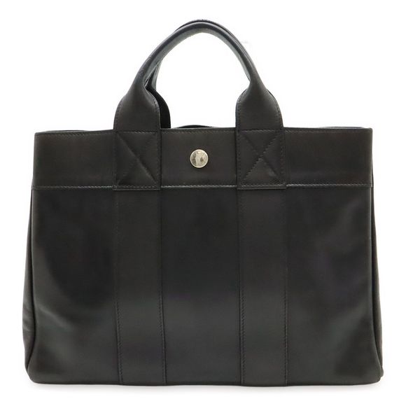 Hermes Furtu PM Tote PM Tote Handbag All Leather Black Black □E Engraved - Picture 1 of 8